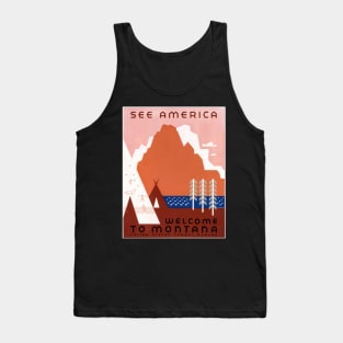 Restored See America Series Welcome To Montana Print Tank Top